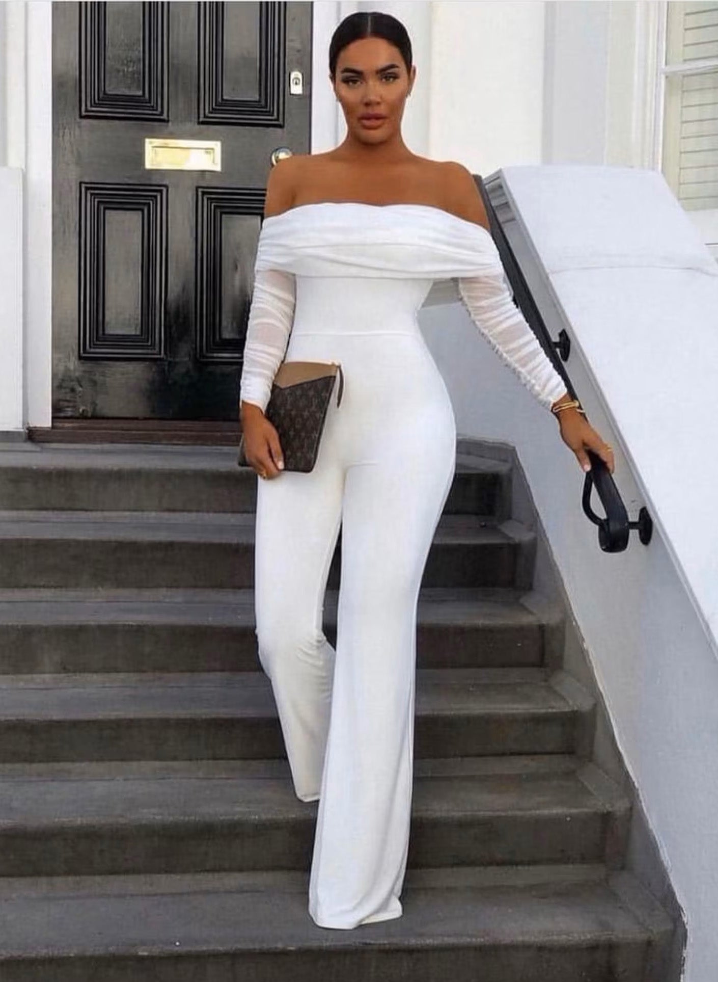 Classic Off-The-Shoulder Long Sleeves Jumpsuit/Pantsuit
