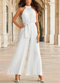 Jumpsuit/Pantsuit High Neck Chiffon Pleated Evening Dresses