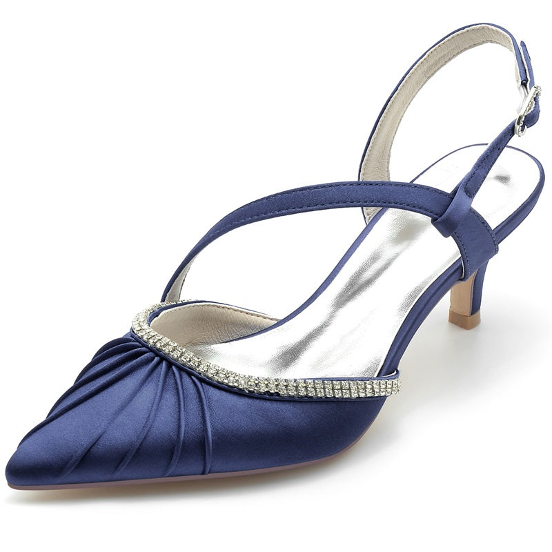 Kitten Heel Point Toe Wedding/Party Shoes With Rhinestone