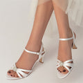 Silk Like Satin Slingback Heel Peep Toe Wedding Shoes With Rhinestone