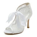 Peep Toe Stiletto Heel Lace Wedding Shoes For Women