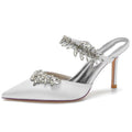 Slingback Heel Point Toe Wedding Shoes With Rhinestone
