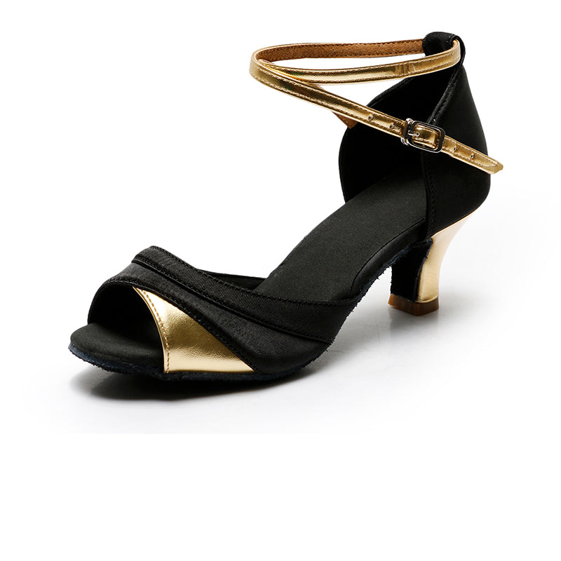 Peep Toe Ankle Strap Heel Satin PU Latin Shoes
