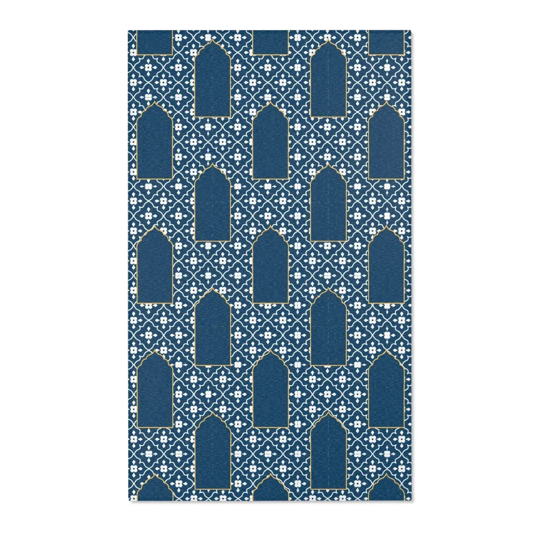 Royal Blue Arch Motif Accent Rug
