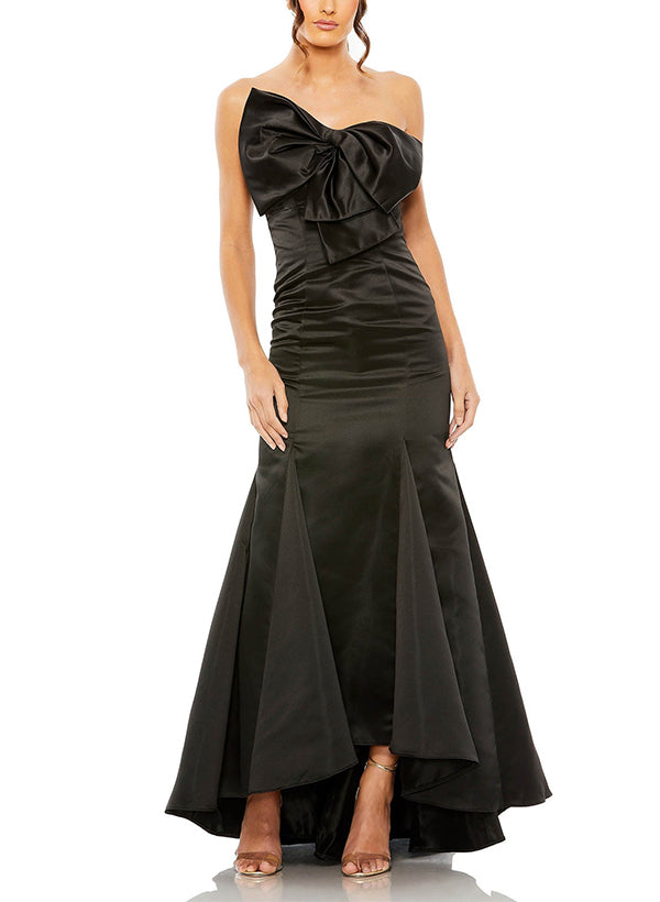 Trumpet/Mermaid Asymmetrical Satin Evening Dresses With Bow(s)