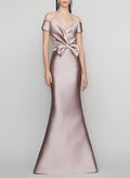 Mermaid Off-The-Shoulder Sleeveless Floor-Length Satin Mother Of The Bride Dresses With Bow(s)