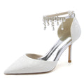 Point Toe Stiletto Heel Lace Wedding Shoes