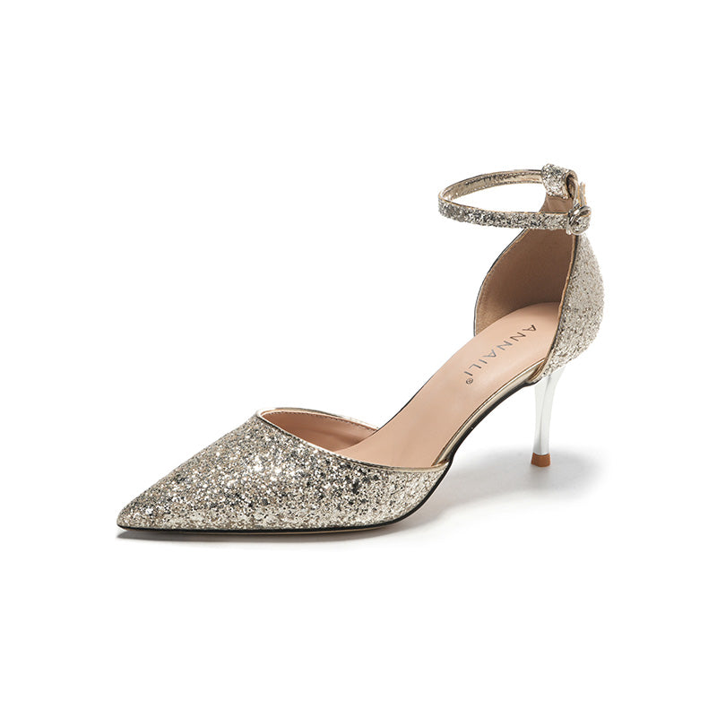 Point Toe Stiletto Heel Glitter Wedding Shoes