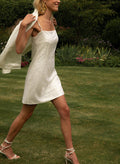 Sheath/Column Square Neckline Short/Mini Tulle/Sequined Wedding Dresses