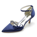 Point Toe Kitten Heel Wedding Shoes With Bowknot/Rhinestone