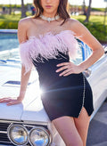 Sheath/Column Strapless Sleeveless Short/Mini Velvet Homecoming Dresses