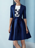 Lace A-Line Satin Wrap Knee-Length Cocktail Dresses