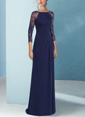 Elegant Lace Long Sleeves Column Evening Dresses