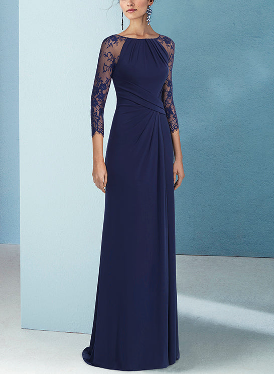 Elegant Lace Long Sleeves Column Evening Dresses