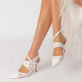 Slingback Heel Silk Like Satin/Lace Wedding Shoes