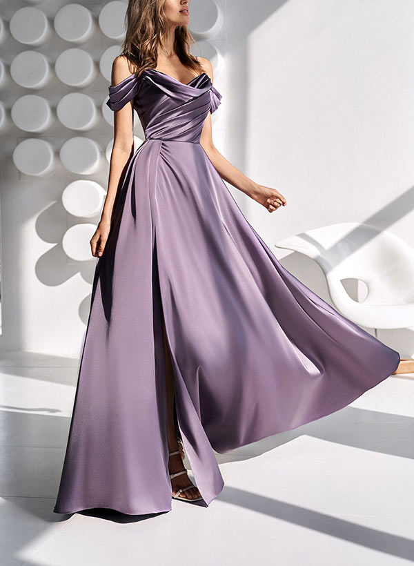 Elegant Cowl Neck Sleeveless Floor-Length Satin Mother Of The Bride Dresses