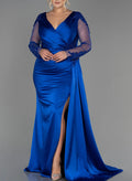 Lace Long Sleeves V-Neck Curvy Mother Of The Bride Dresses