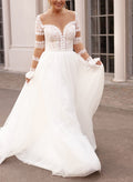 Plus Size A-Line Sweetheart Long Sleeves Wedding Dresses