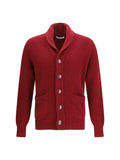Brunello Cucinelli Ribbed Cotton Cardigan — Red