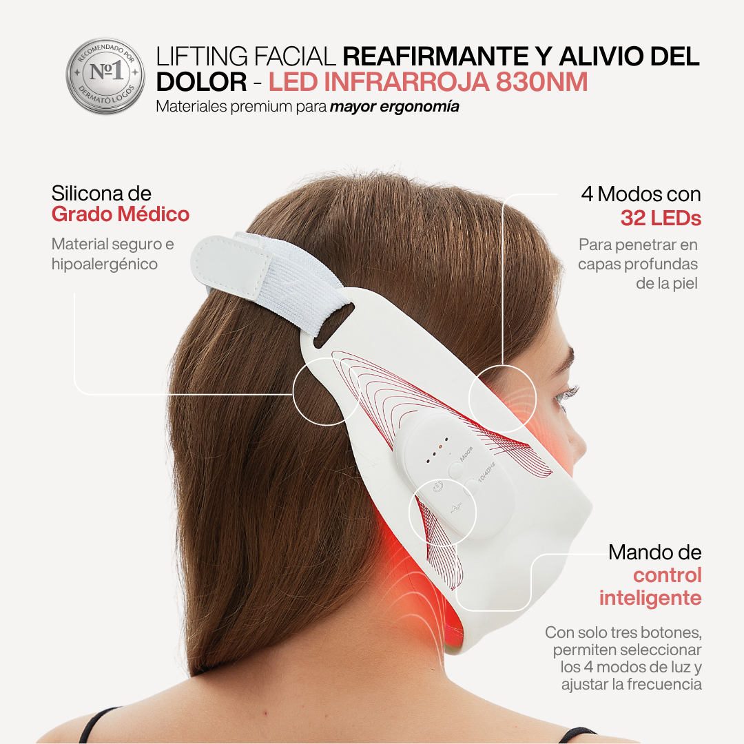 Lifting Facial Reafirmante y Alivio del Dolor - LED Infrarroja 830nm