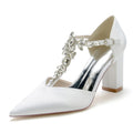 T-Strap Heel Point Toe Wedding Shoes With Rhinestone
