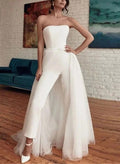 Jumpsuit/Pantsuit Strapless Sleeveless Sweep Train Wedding Dresses