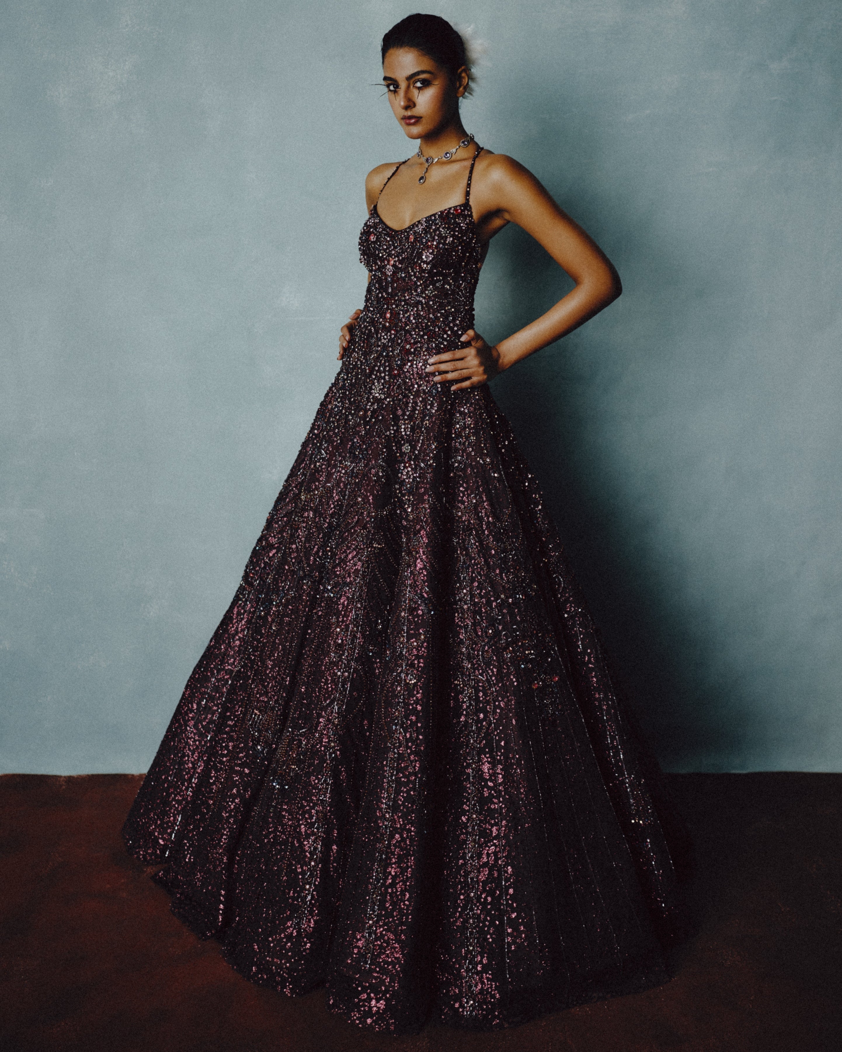 Celestial Plum Radiance Gown By KYNAH, Luxury Indian Fashion & Bridal Wear