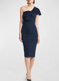 Sheath/Column One-Shoulder Elastic Satin Cocktail Dresses With Bow(s)