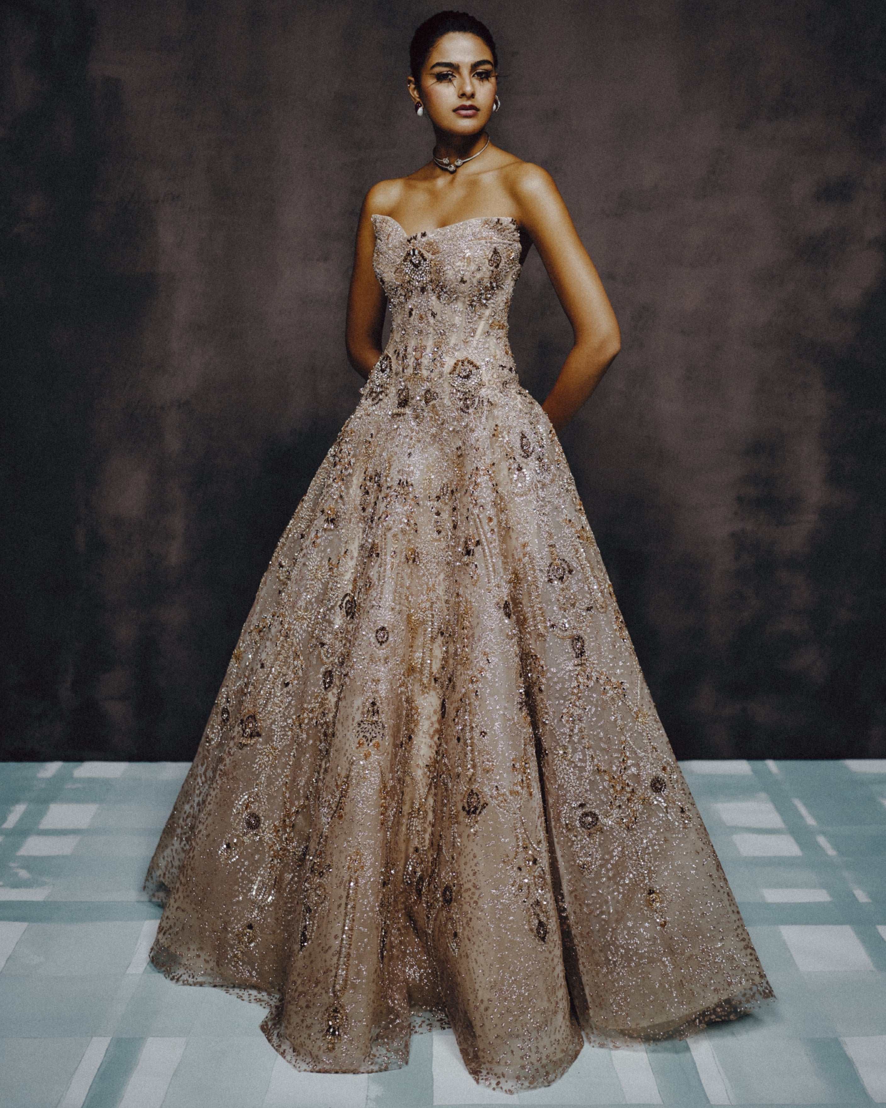 Golden Reverie Ball Gown By KYNAH, Luxury Indian Fashion & Bridal Wear