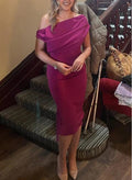 Simple Knee-Length Asymmetrical Neck Cocktail Dresses