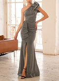 One-Shoulder Sleeveless Floor-Length Mother Of The Bride Dresses With Ruffle