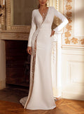 Trumpet/Mermaid Long Sleeves Sweep Train Elastic Satin Wedding Dresses