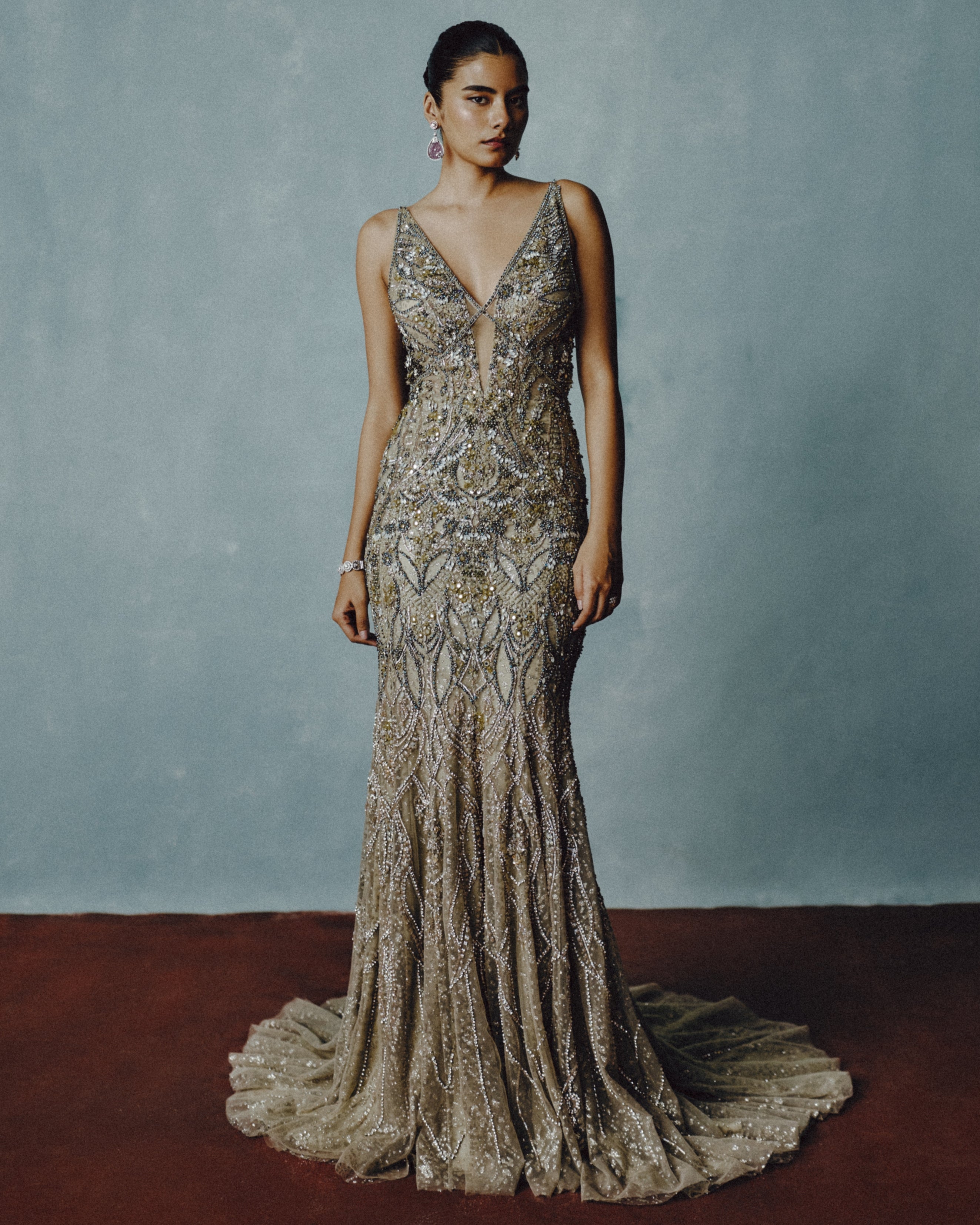 Gilded Stellar Embellished Gown By KYNAH, Luxury Indian Fashion & Bridal Wear