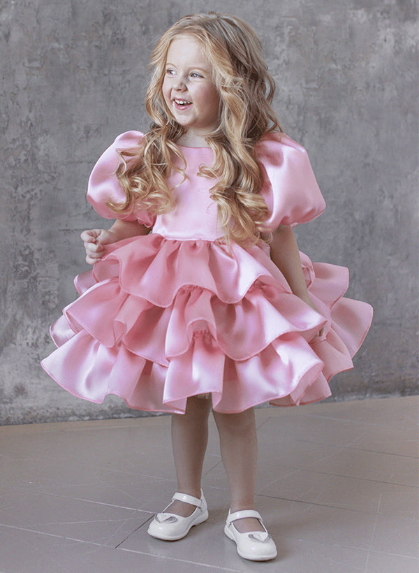 Ball-Gown Scoop Neck Short Sleeves Knee-Length Flower Girl Dresses