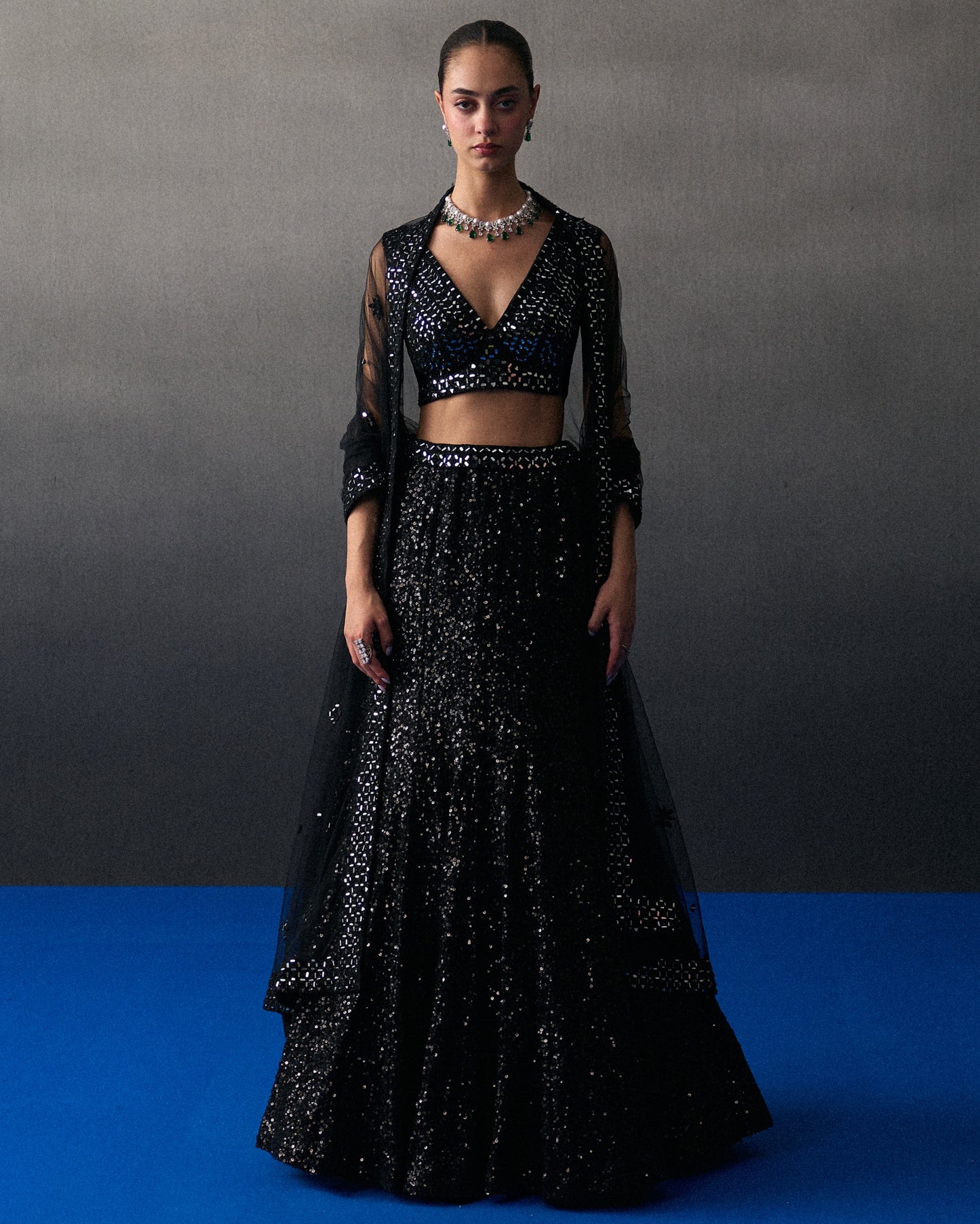 Black Festive Skirt Set By KYNAH, Luxury Indian Fashion & Bridal Wear