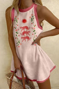 Crewneck Tiger Print Floral Mini Tank Dress