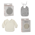 Babero con Manga impermeable Vichy Beige + Babero corto Nenina & Co