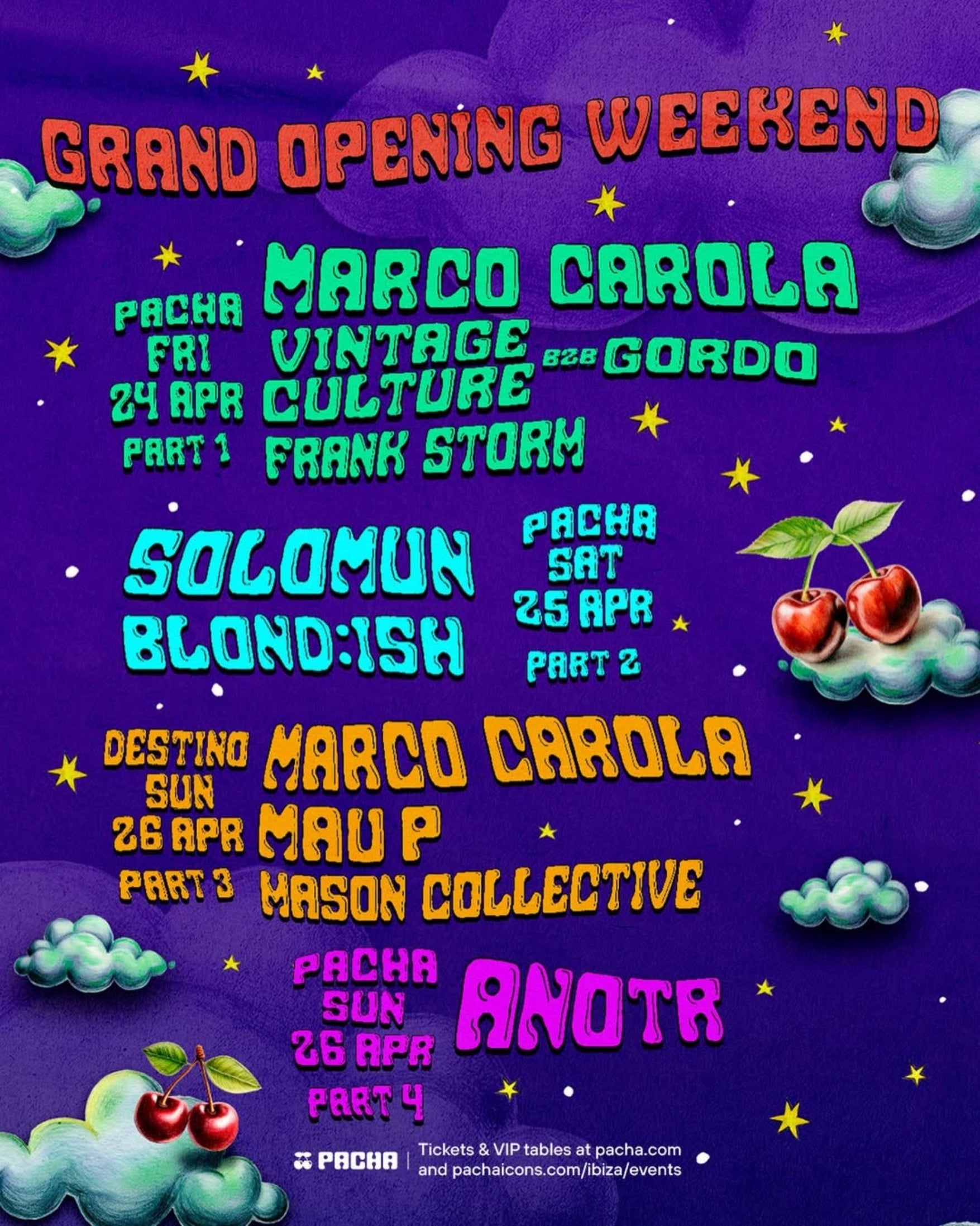 Pacha Ibiza's Grand Opening Weekend 2026 line-up with Marco Carola, Solomun, Destino Five and ANOTR
