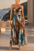 Spaghetti Strap Printed Flowy Maxi Dress