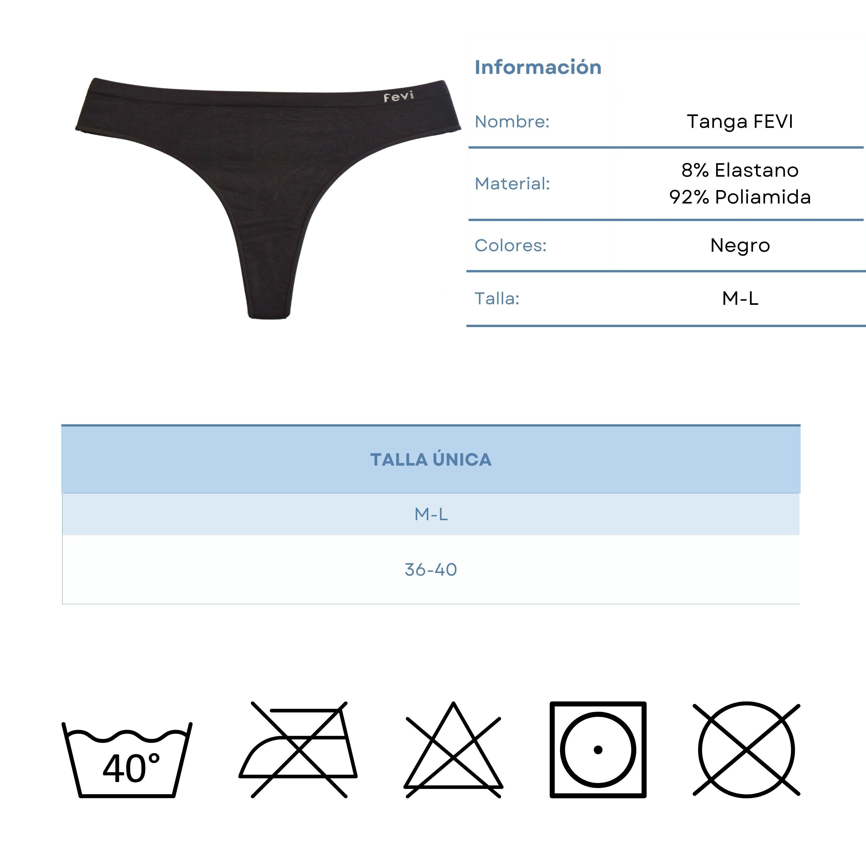 FEVI | Pack de 12 Tangas en 1 o 3 Colores Diferentes: Blanco, Negro y Beige | Talla Única: M-L