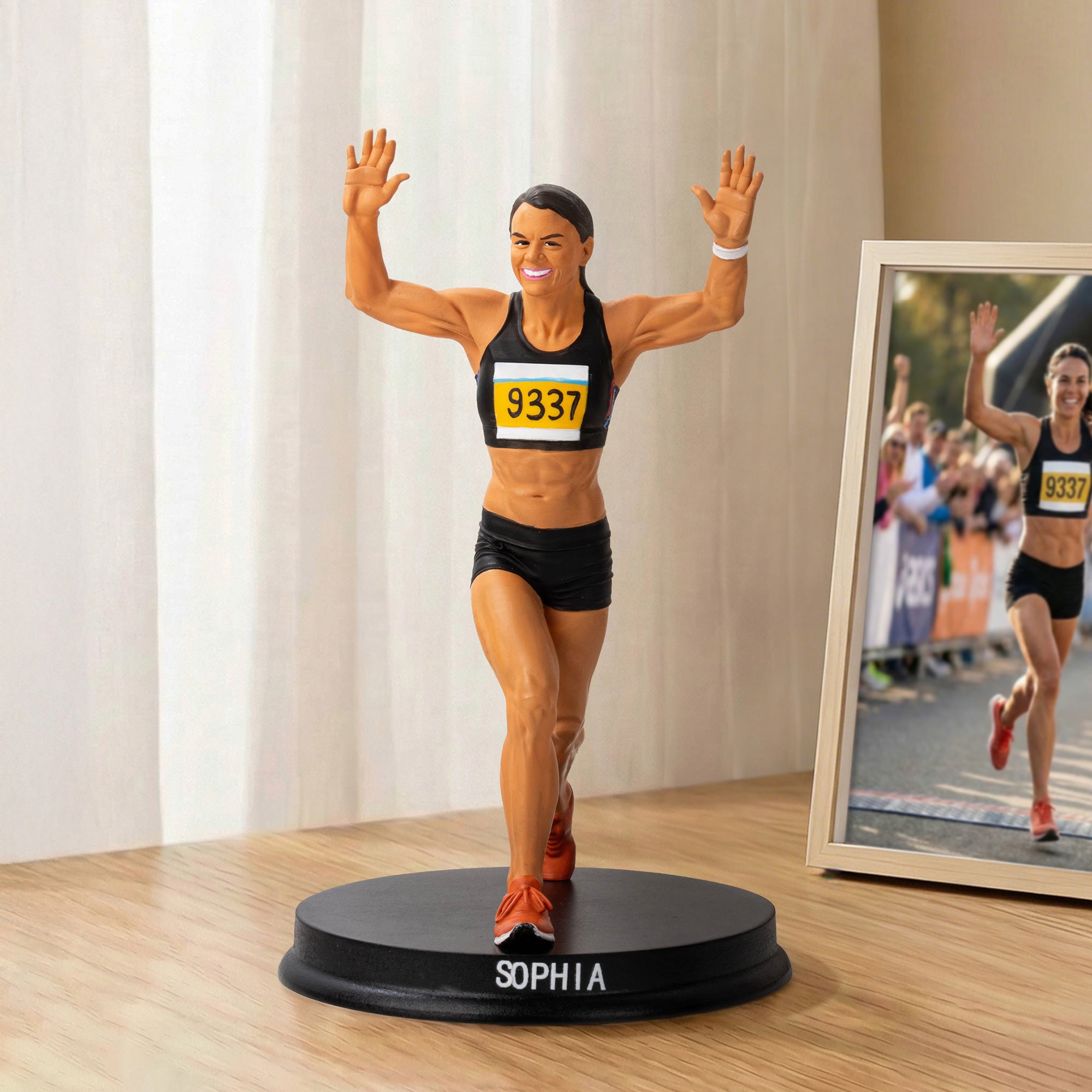 Figurita 3D personalizada de corredor a partir de foto con nombre Corredor de maratón Decoración de escritorio Regalo de cumpleaños para los amantes del running Corredores de maratón
