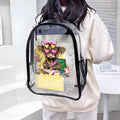 Mochila transparente impermeable personalizada Coquette Bow Highland Cow con correa ajustable y nombre Regalo de cumpleaños infantil para el Día del Niño