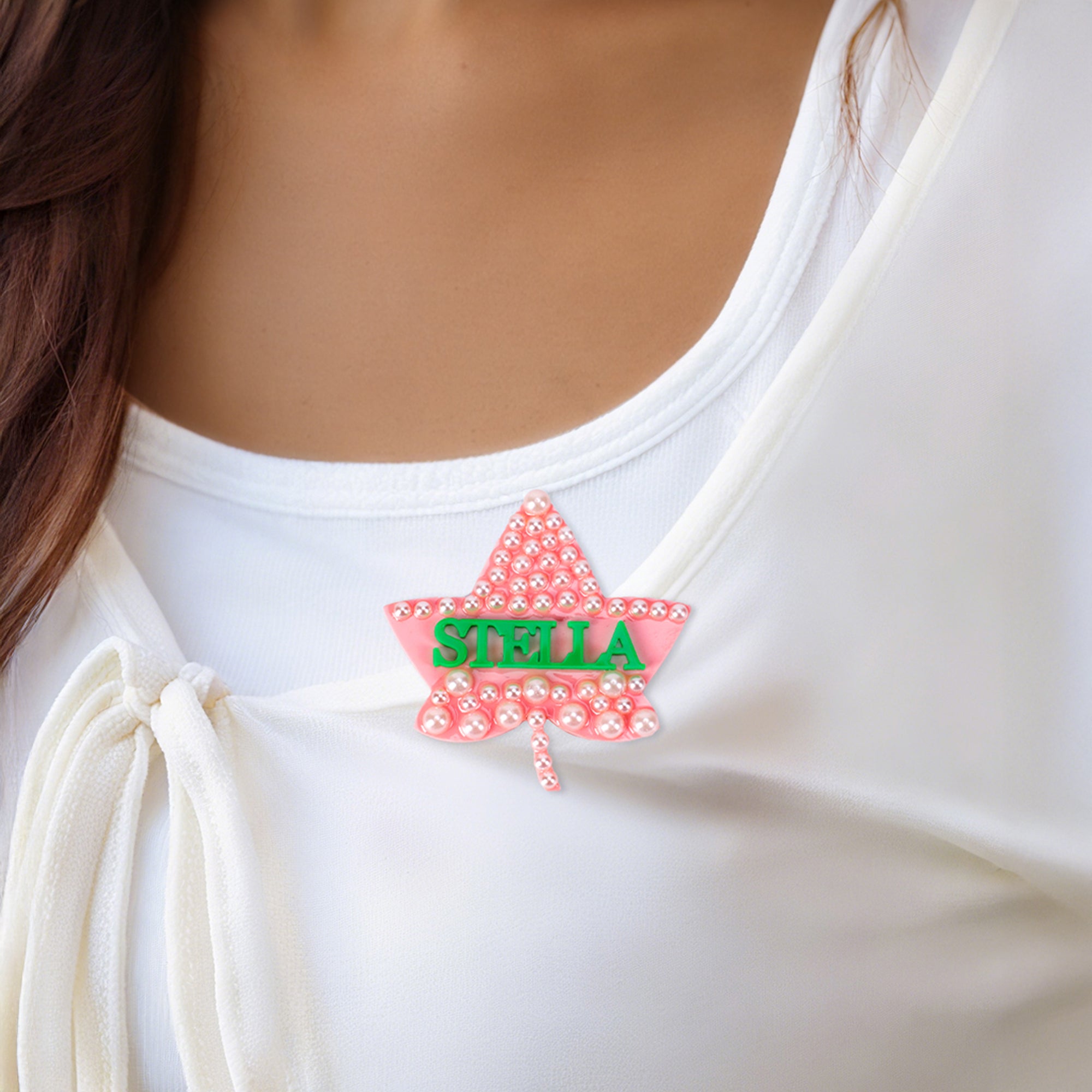 Insignia de la Hermandad de la Hiedra de la Perla Personalizada con Nombre Regalo de Ceremonia de Iniciación para Hermandad de Mujeres