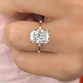 3CT Emerald Cut Moissanite Engagement Rings In Sterling Silver