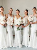 V-Neck Trumpet/Mermaid Chiffon Tulle Bridesmaid Dresses