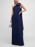 Sheath/Column One-Shoulder Sleeveless Elastic Satin Evening Dresses With Bow(s)