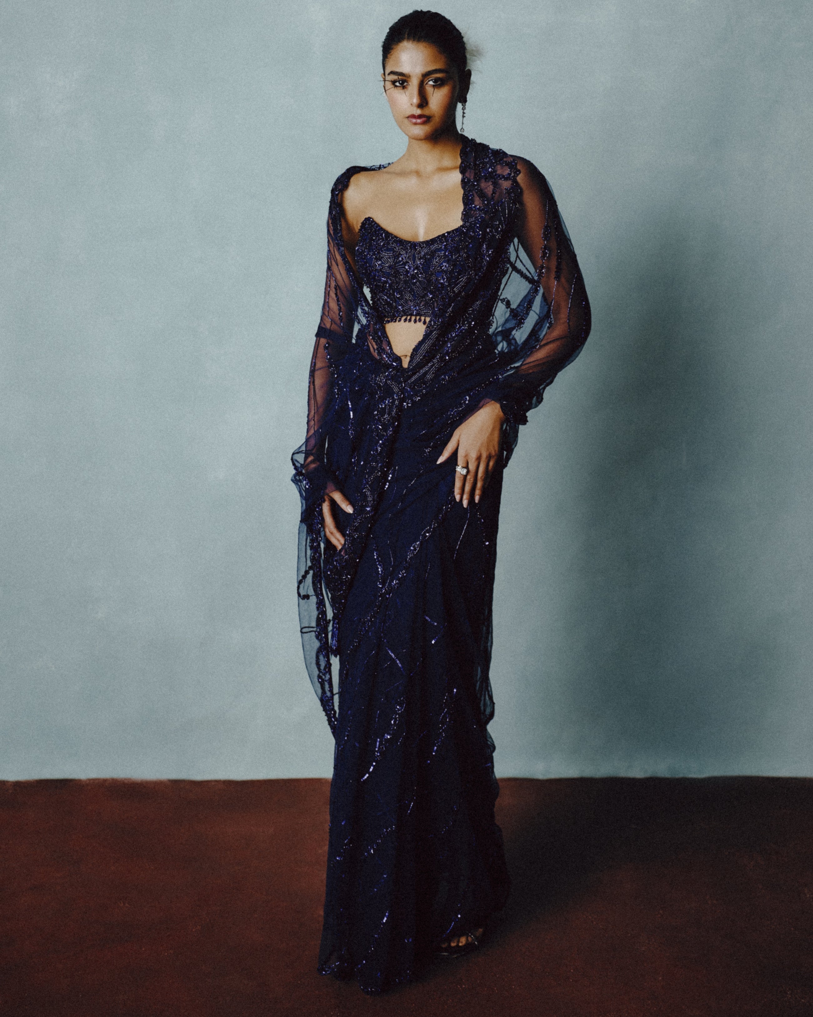 Twilight Sheer Sculpt Sari By KYNAH, Luxury Indian Fashion & Bridal Wear
