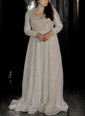 Sparkly Long Sleeves A-Line Plus Size Wedding Dresses