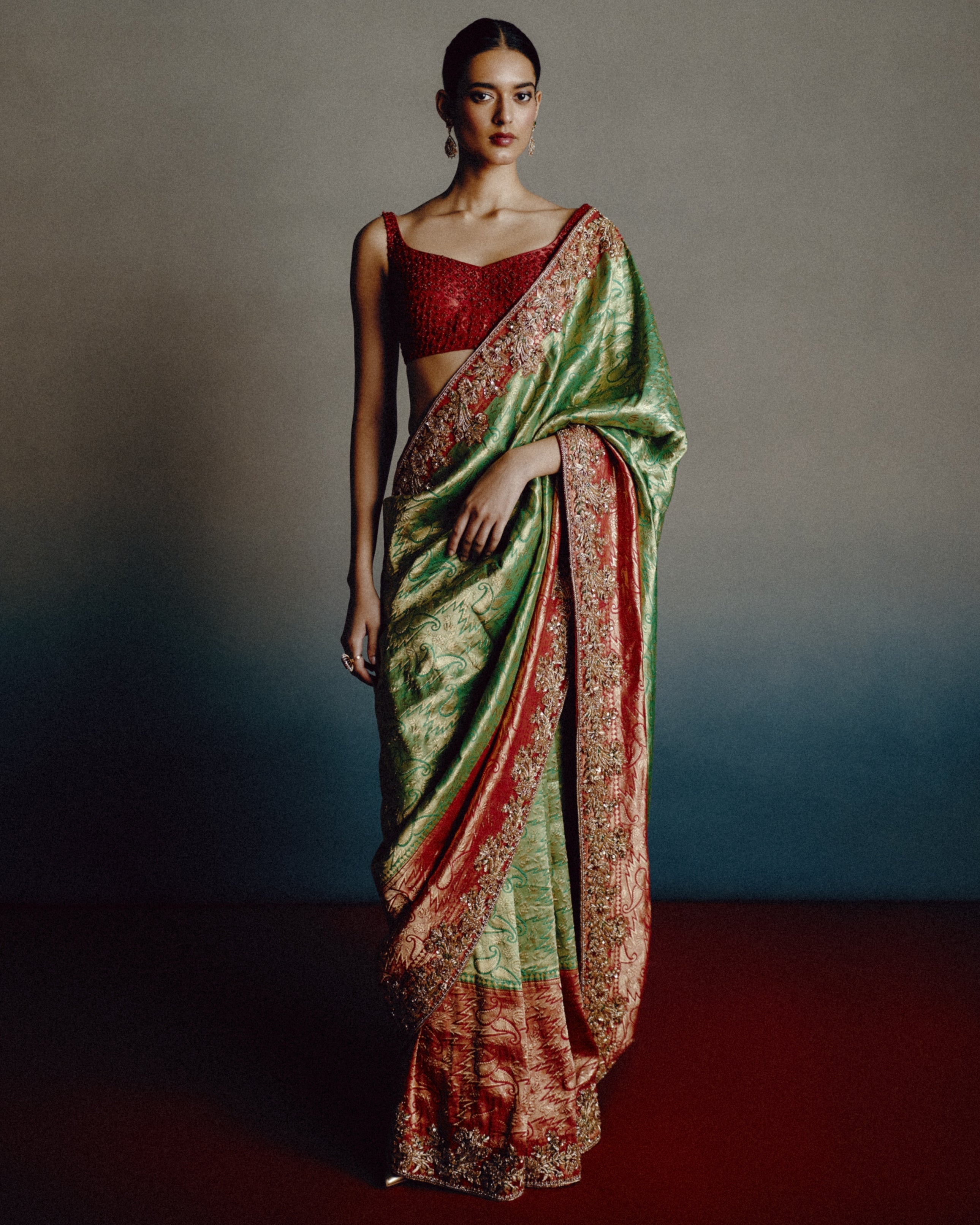 Verdant Rouge Banarasi Sari By KYNAH, Luxury Indian Fashion & Bridal Wear