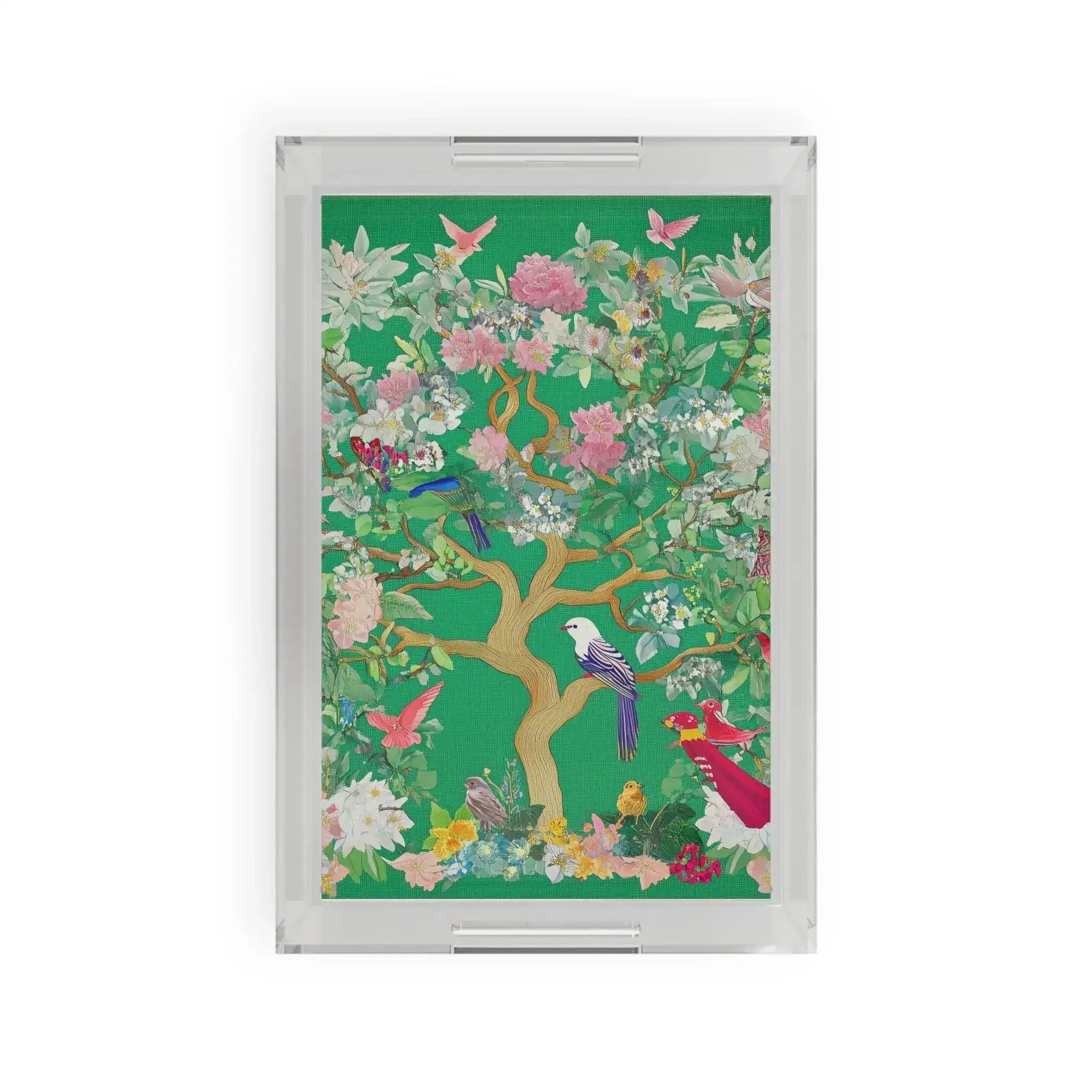 Lush Floral and Bird Sanctuary Serving Tray